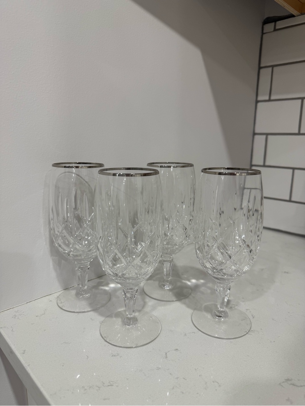 Set of 4 Gorham Lady Anne Platinum Crystal
Premium Iced Beverage Glass Germany